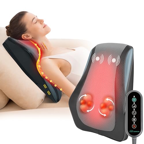 Image of Snailax Back Massager with Heat, 3D Shiatsu Neck Massage Pillow, Vibration | 8 Fixed Kneading Nodes, Reversible Design, 3 Intensities, Heat & Vibration, Detachable Soft Cover, 30-Min Auto-Off