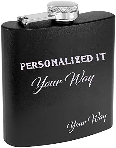 Personalized Stainless Steel Flask - Your Way - Perfect for any groomsman, best man, father of the groom (Black)
