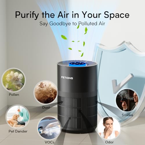 Air Purifiers for Bedroom with H14 True HEPA, Quiet Air Cleaner With Sleep Mode Night Light, Small Air Purifier Covers Up to 1280ft², 360° Air Intake, 3 Speeds, Timer, Aroma Function, Black - Image 3