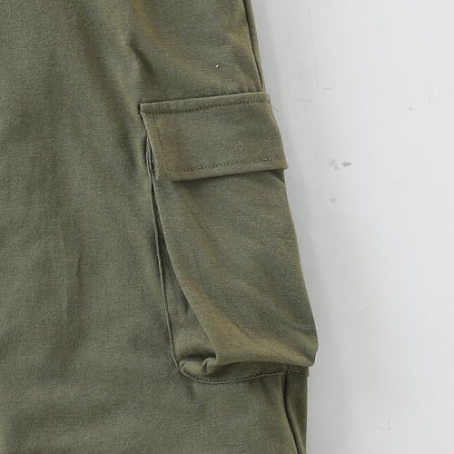 Image of Azmxynol Girls Clothes 2 Piece Outfit Ribbed T-Shirt Top + Cargo Pants, Girls Fall Clothing Set, Sizes 5-16 Years