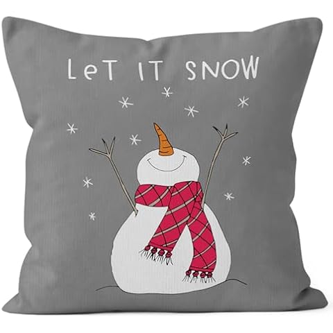 HIWX Christmas Let It Snow Snowman Decorative Pillowcase Throw Pillow Cover, Merry Christmas Snowman Farmhouse for Sofa Bed Room Home Decor 18 x 18 Inch Pillow Case (Gray) Cover
