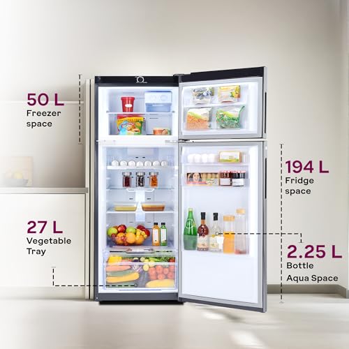 Image of Godrej 244 L 3 Star 5 Years Comprehensive | Convertible Freezer | 95%+ Food Surface Disinfection | Double Door Refrigerator (2026 Model, RT EONVALOR 280CN RCIF FS ST, Fossil Steel)