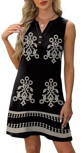 Image of XIEERDUO Summer Dresses for Women 2026 Beach Vacation Clothes V Neck Button Sundresses with Pockets