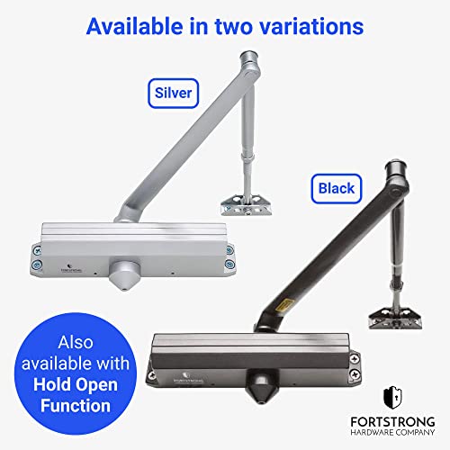Commercial Door Closer FS-7600 - Adjustable Grade 1 Commercial Standard Automatic Door Closing Mechanism – ADA Compliant - Aluminium Finish – Medium Traffic Areas -Fitting Instructions UL Listed
