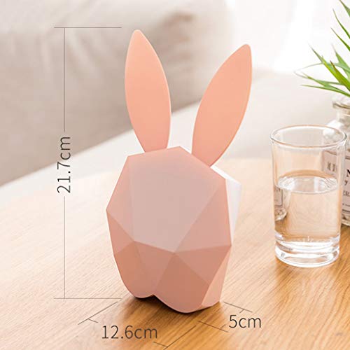 FFLJT I bambini Bunny sveglia Orologio da parete sveglio di luce di notte orologio da tavolo Wake Up Coniglio luce del fumetto Comodino lampada (Color : Pink) - Image 3