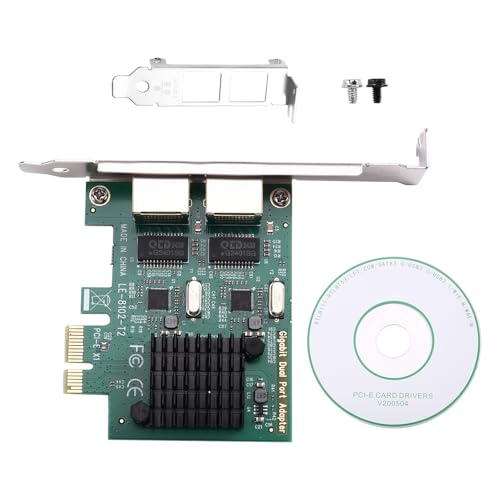 Osmond Tarjeta de Red PCIE X1 de 10/100/1000 Mbps, 2 Puertos RJ45, Tarjeta de Red PCI-e de 1 G, Adaptador de Servidor Ethernet Gigabit LAN, Servidor RTL8111G