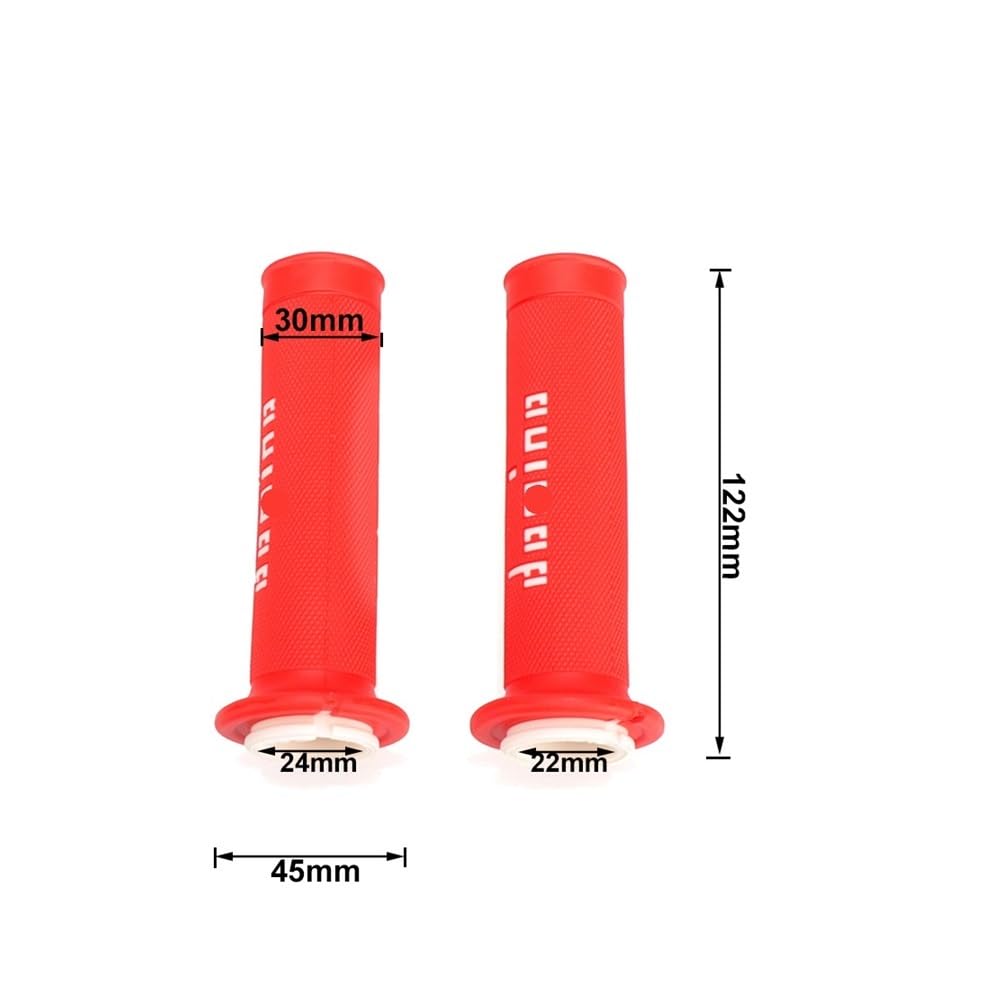 Puño de Acelerador Doble línea para Manillar Motocicleta 7/8" (22 mm) con empuñadura Goma Tipo dominó(Red Set)