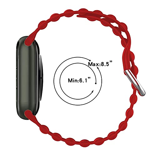Image of TECHONTO 42mm,44mm & 45mm Tubular & Wavy design Soft Silicone Smart Watch Strap Compatible for Watch Series SE 8 7 6 5 4 3 2 with Classic Clasp for for Men & Women (Red)