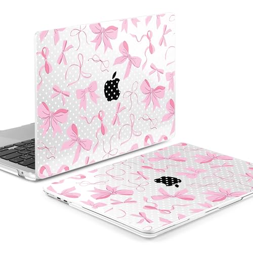Image of MEEgoodo for M5 /M4 /M3 /M2 MacBook Air 15 inch Case 2026 2025 2024 2023, Case Fit Model (A3448 /A3241 /A3114 /A2941) for MacBook Air 15.3 inch, White Polka Dots&Cute Bows