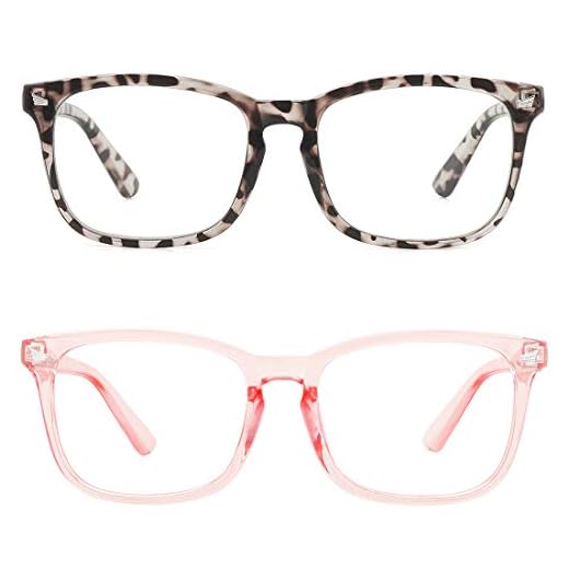 MEETSUN Blue Light Blocking Glasses, Anti Eye Strain Headache (Sleep Better),Computer Reading Glasses UV400 Transparent Lens (Leopard + Pink 2 PACK, 53)
