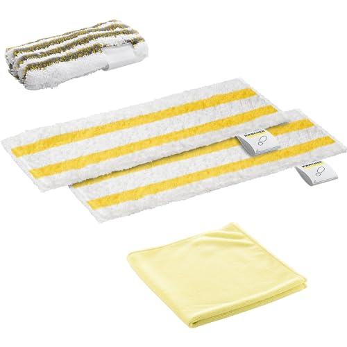 Kärcher Cleaning Cloths Set, 2 Universal Floor Cloths (Ultra Fine Fibre), 1 Abrasive Cover for Manual Nozzle and 1 Polishing Cloth, Original Accessories for Steam Cleaners Kärcher