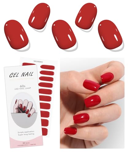 JMEOWIO Unghie Gel Adesive UV Rosso Smalto Adesivo per Unghie Gel Nail Stickers Decorazioni Unghie Nail Art Disegni