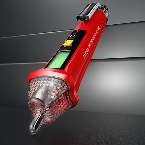 Zhjan Non-Contact Voltage Tester,Dual Range Ac 12V-1000V/48V-1000V, Pocket-Sized, Led Flashlight,Buzzer Alarm, Includes Batteries And Electrical Tester, Null Wire Judgment(Red) #TOP7