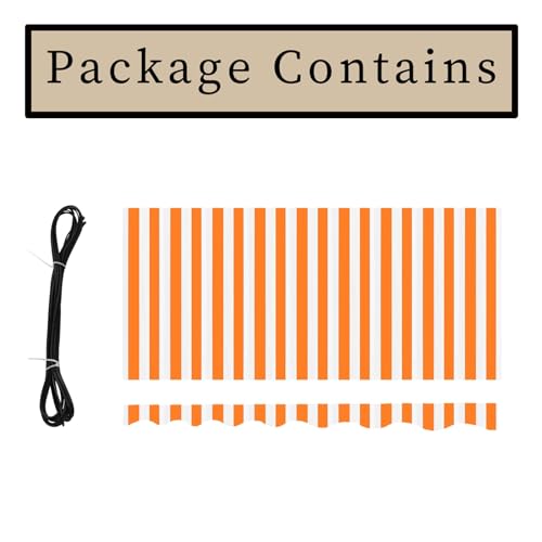 Commercial Patio Awning Top Replacement Fabric| 100% Polyester Sunshade Shelter with UV & Water-Resistant Fabric for Deck, Balcony, Yard, Coffee,Customizable(Orange White Stripes,15x9.8ft)