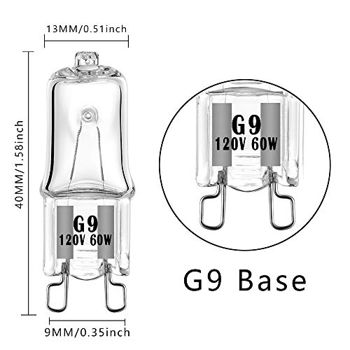 Ybek G9 Halogen Bulb 120V 60W T4 Type 2 Pin Base Light Bulb Replacement Dimmable Warm White (10 Pack) #TOP1