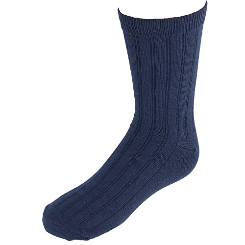 Jefferies Socks Kids' Cotton Ribbed Uniform Crew Socks, Medium, Navy