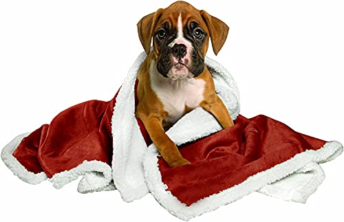 Image of Petslover Blanket for Dogs Cats, Warm Flannel Plush Pet Bed Blanket Reversible Red (Large)