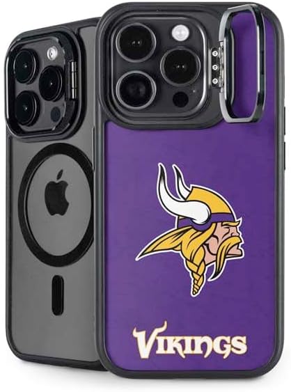 Skinit Kickstand Phone Case Compatible with iPhone 15 Pro Max - Officially Licensed NFL Minnesota Vikings Black & White Design