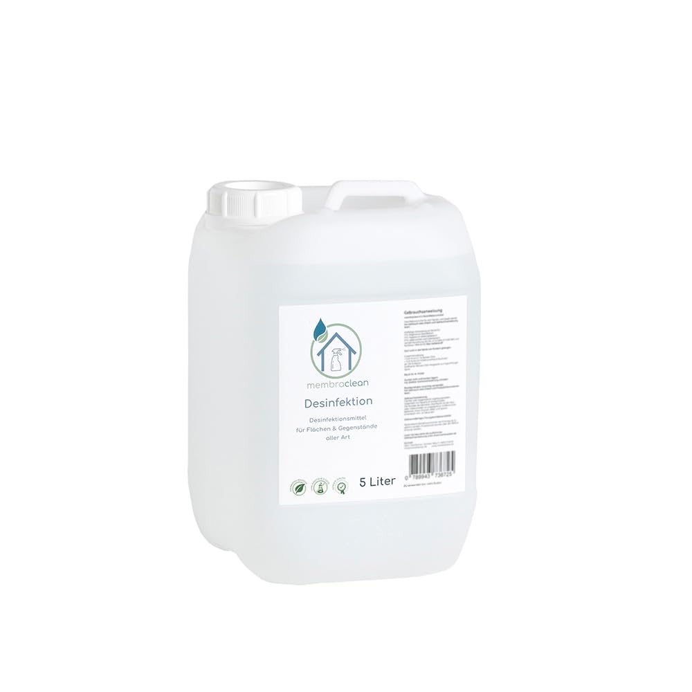 5 Liter membraclean Desinfektion für Flächen & Gegenstände im Kanister, zur sicheren und schnellen Desinfektion, für alle sensiblen Bereiche - Zugelassen in den Klassen PT 2, PT 3, PT 4