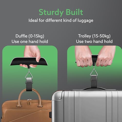 Image of AGARO Elite Portable Luggage Weighing Scale Upto 50 Kg Capacity, Zero /Tare Functions with LCD Backlit Display for Home, Travel, Flights, Bags