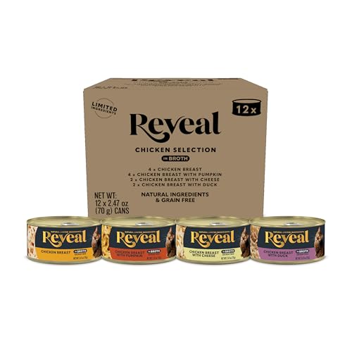 Reveal Natural Wet Canned Cat Food, 4-Flavor Variety Pack, Limited Ingredient, Grain Free, High...