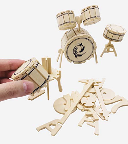 3D Wooden Jazz Drum Puzzle Manual Jigsaw Stereo Simulation Model Children Puzzle Ideal Gifts for Adults and Kids  - Thumbnail 4