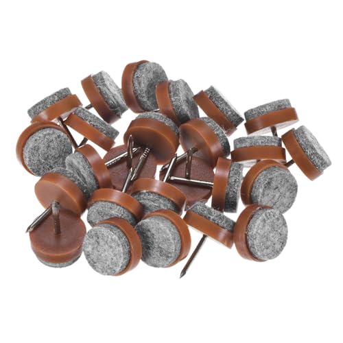 Image of M METERXITY 24-Pack Furniture Felt Pads Nail-on, 0.79 inch (20mm) Heavy Thickening Felt Round Pad for Chair /Table, Hardwood Floor Protector [Brown]