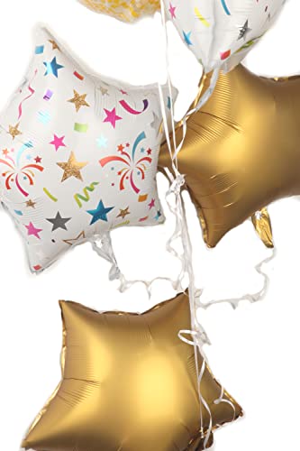 Image of 36inch Large Gold Round Foil Helium Mylar Balloons Set 8pcs For Gold Happy Birthday Party Decorations