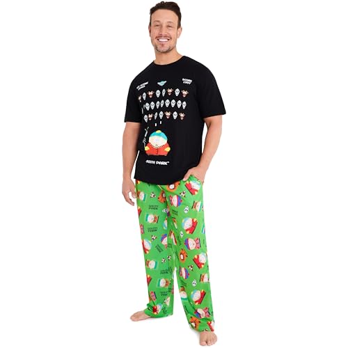 South Park Pyjama Homme Coton Ensemble Pyjama 2 Pièces T-Shirt et Pantalon Long Idée Cadeau Homme Ado Kenny Cartman (3XL, Multi)