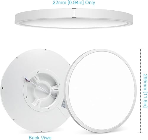 Miniatura 2 de Lámpara LED de techo empotrada, blanco neutro 4000 K, 12 pulgadas, 24 W (equivalente a 240 W), 3200 lm, lámpara de techo moderna de 0.94 pulgadas de