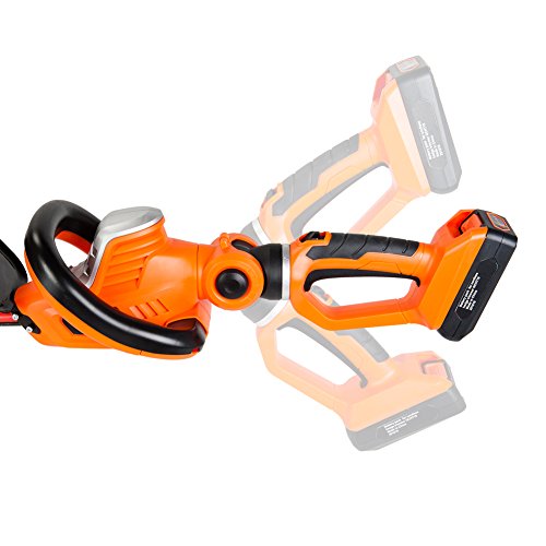GARCARE 20V Cordless Hedge Trimmer/Tree Trimmer/Hedge Clippers with 1 Hour Quick Charger and 2.0Ah Li-Ion Battery, 24inch Laser Cut Blade, Rotary Cutting Head