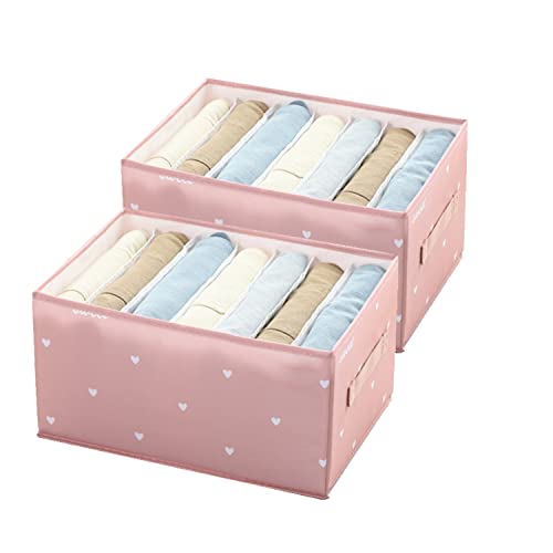 Wardrobe Clothes Organizer, 2 Pcs Washable Wardrobe Clothes Organizer with Support Board Foldable Closet Storage Large 7 Grids Divider Drawer Organizers for Jeans Pants, T-shirt, Dress