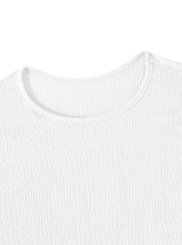 Image of Girls Ruffle Shirt Flutter Sleeve Top Crewneck Cute Summer T Shirts Casual Tees Off White 9-10 Years