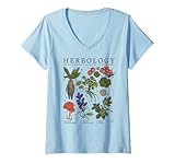 Womens Harry Potter Herbology Plants Vintage Style Textbook V-Neck T-Shirt