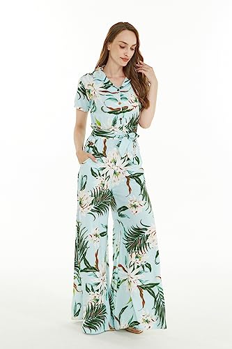 Image of Wispy Cereus Light Blue Family Matching Hawaiian Clothes | Family Matching Outfits • Soft Rayon Fabric • Tropical Floral Print • Vacation Ready • Luau Party Wear