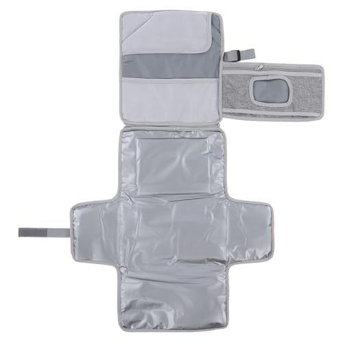 SALALIS Cambiador de bebé Impermeable de Gran Capacidad para un Viaje Cómodo, Soporte de Almohada EPE para Recién Nacidos, Almohadilla de Pañales Portátil de Tela Oxford (Gris)
