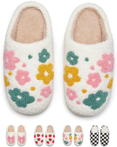 Floral Memory Foam Fuzzy Slippers