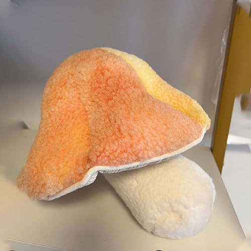 Jhorxa 3D Mushroom Throw Pillows Cute Soft Floor Sofa Cushion Creative Mushroom Throw Pillow Children's Room Home Decoration Plush Mushroom Doll (Brown)