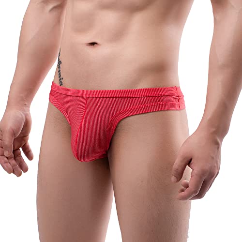 Billtop Men's Striped Low Rise Thong Underwear Stretch Thong T-Back Sexy Underwear #TOP3
