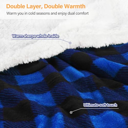 Image of Catalonia Sherpa Wearable Blanket with Sleeves and Pocket for Adults