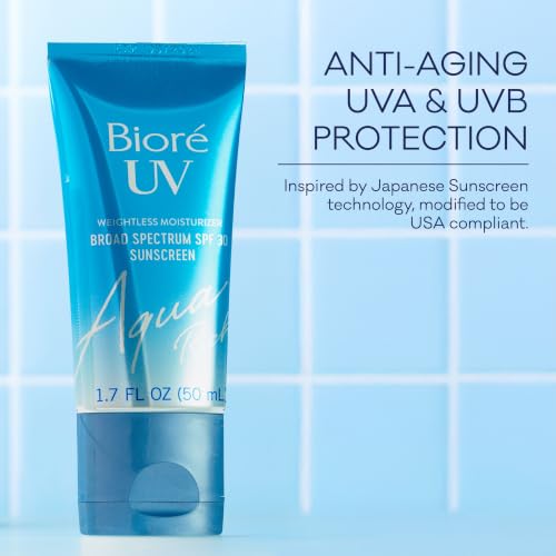 Image of Biore UV Aqua Rich SPF 30 PA+++ Daily Moisturizer Sunscreen for Face, For Sensitive Skin, Oil Free, Hyaluronic Acid, Vegan, Oxybenzone & Octinoxate Free, Dermatologist Tested, 1.7 Oz /3pk
