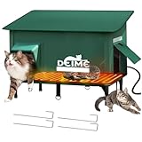 Vergrößerte Katzenhaus Outdoor Winterfest Isoliert, Katzenhöhle für Draußen mit Heizkissen und Fluchttüren, Beheiztes Katzenhaus für Mehrere Katzen, Erhöhte Wasserdicht Robuste katzenhütte für Draußen