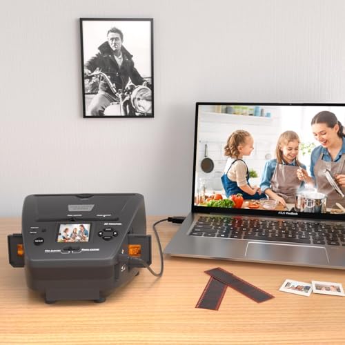 Image of Digital Photo Scanner Slide Scanner Converts 35mm /135 Film Negatives and 3R /4R /5R Photos to 22MP Digital Images, Film Scanner for Old Photos /Slides /Business Cards, with 2.4 inch LCD & 4GB SD Card