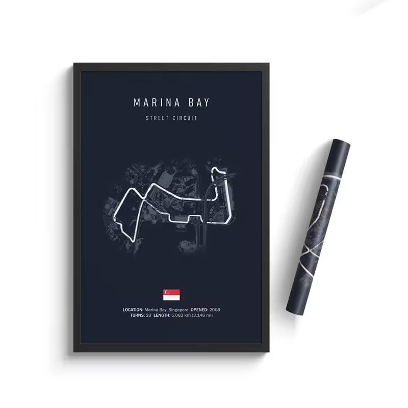 Designful F1 Circuit Track Canvas Wall Art Poster Formula 1 Motorsport Racing Wall Décor Gift Unframed