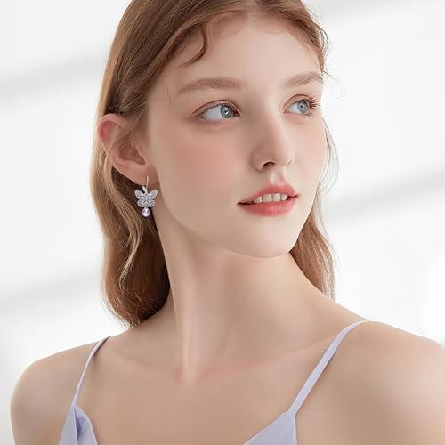 Boucles d'oreilles papillon en argent 925 et améthyste de prestige - 4