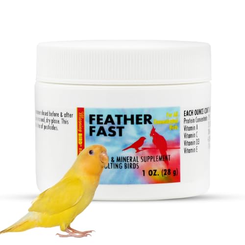 Morning Bird Feather Fast 1 Oz – Multi-Vitamin During Molt - Molting Support Supplement for Birds – Amino Acid & Vitamin Powder Formula– Promotes Feather Growth, and Full Plumage – for All Adult Birds