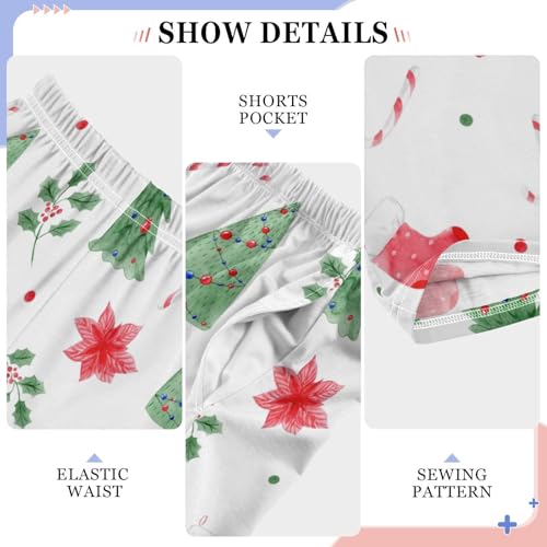 Boys' Pants Watercolor Christmas Tree Sock Long Bottoms Jogger Pants Elastic Waist Trousers with Pockets S-XL4