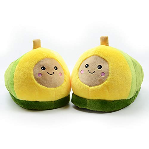 Novelty Plush Slippers - Cartoon Avocado Design, Warm Winter House Shoes For Women2