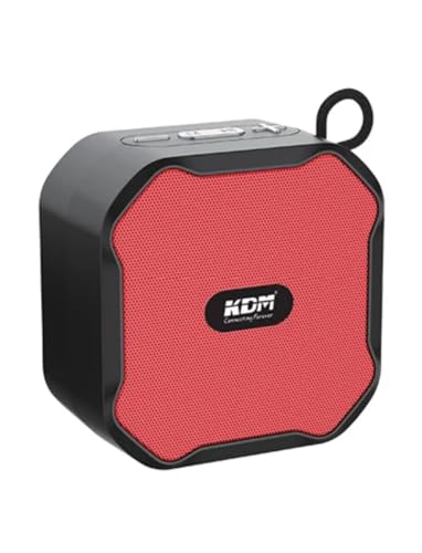 Image of KDM 99 BassCube Portable Speaker, 5W Bluetooth 5.4, 6H Playtime, TWS Stereo, FM Radio, Hanging Strap, TF /USB /AUX, Type-C Charging,Red