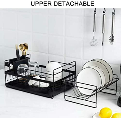 Image of ROSESKY Stainless Steel Rack for Dish Drainer,Cutlery Utensil, Fruits and Vegetable Drying Drain Stand Size(41L x 30W x 18H cm) (Black)